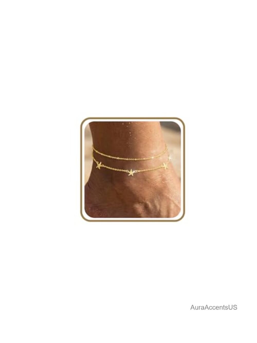 Waterproof 14K Gold Plated Ankle Bracelets Dainty Beach Anklet for Women Non